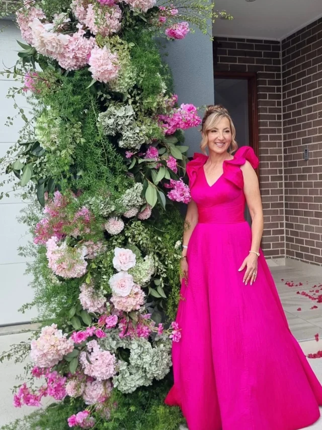 slim fit dress slacks Sydney White A Line Off The Shoulder Floral Tulle Prom Dress Blue / 12 main image 1